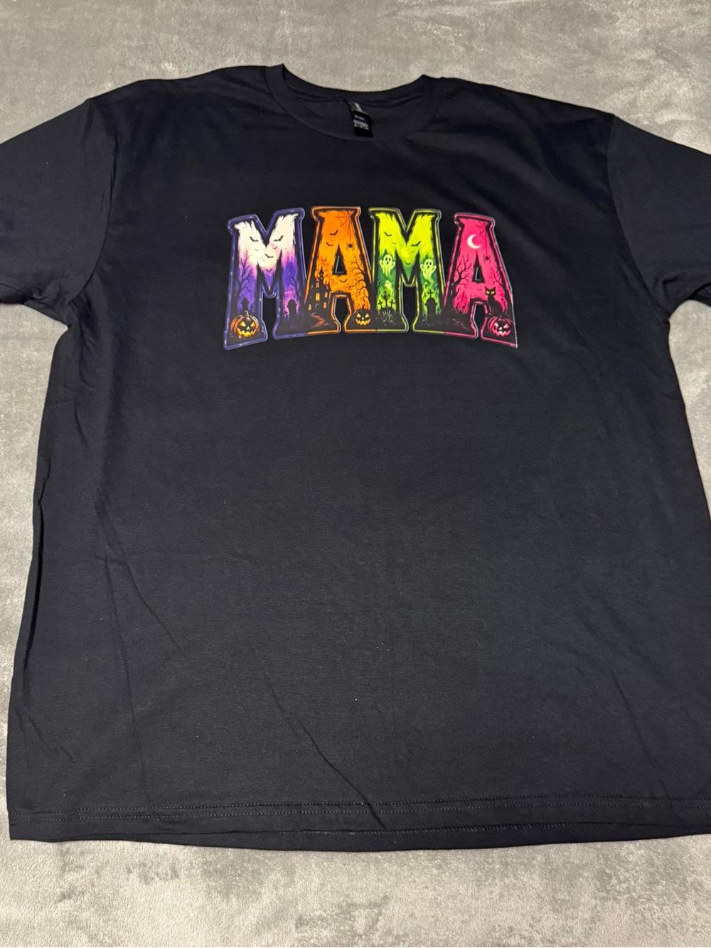 Halloween "MAMA" Graphic T-Shirt - Rainbow Halloween Letters - Brand New